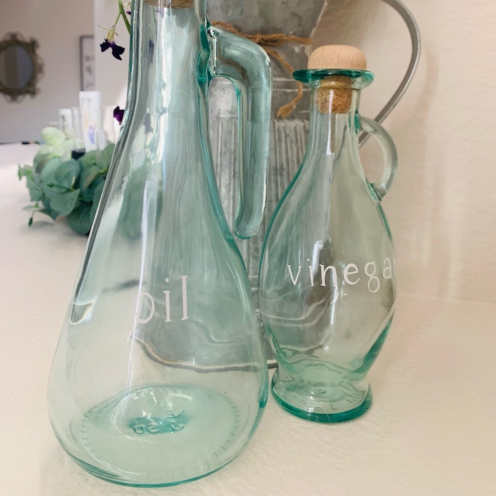 New Vintage Glass Oil set.